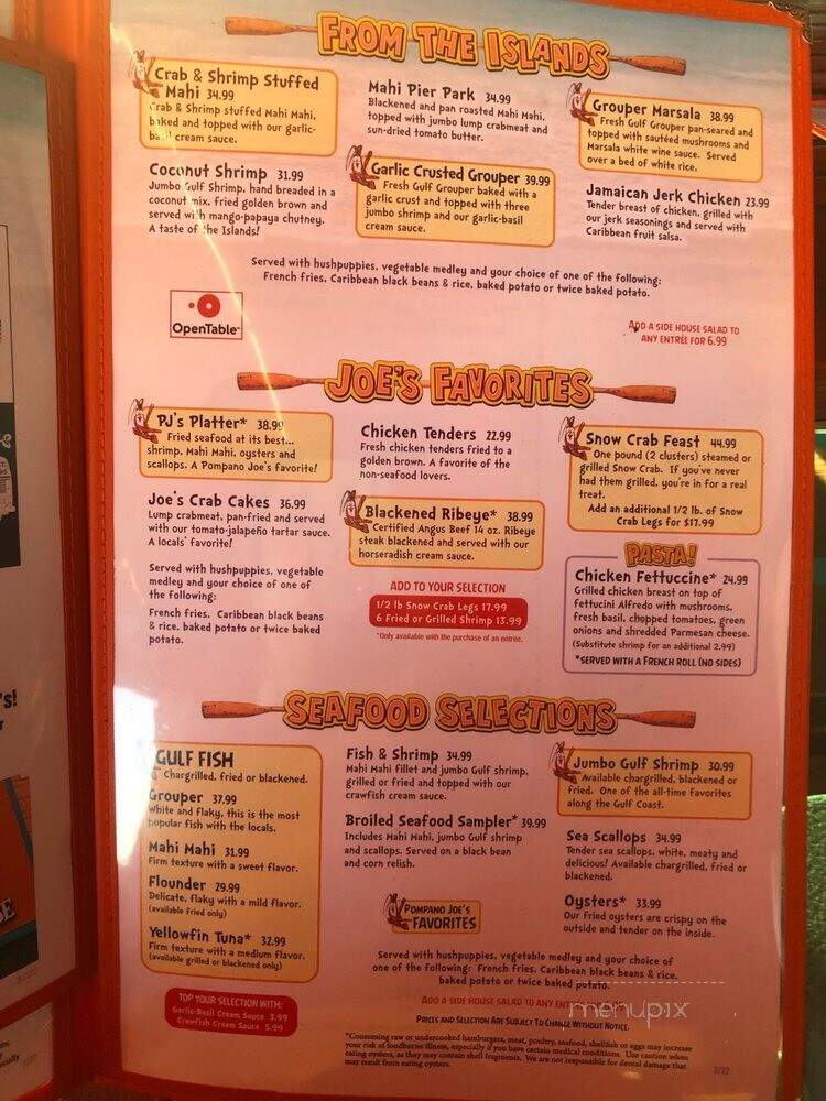 Pompano Joe's - Panama City Beach, FL menu_pic