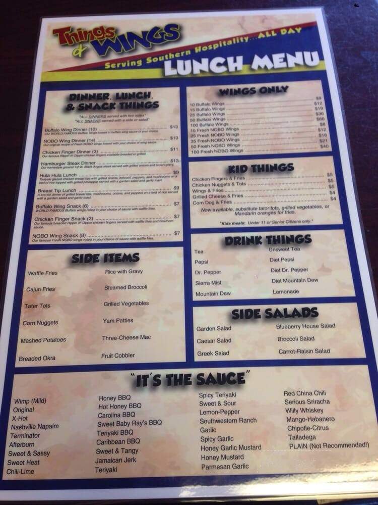 Things and Wings - Dothan, AL menu_pic