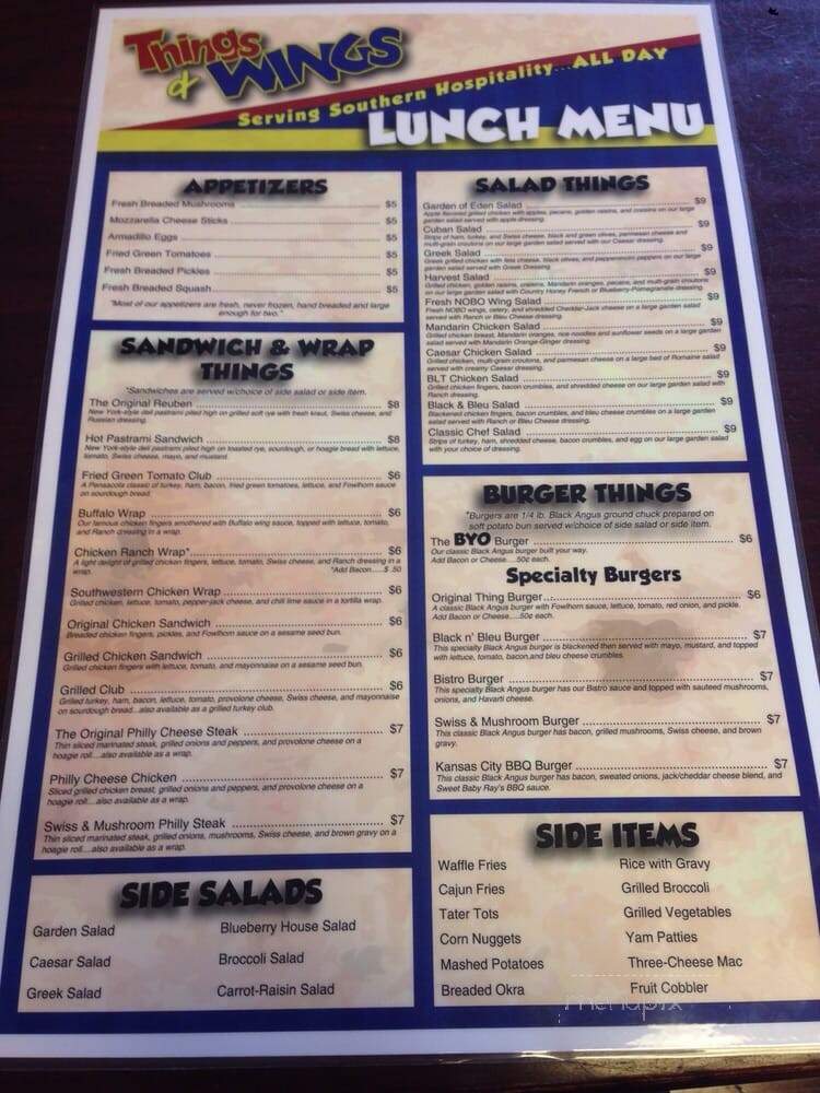 Things and Wings - Dothan, AL menu_pic