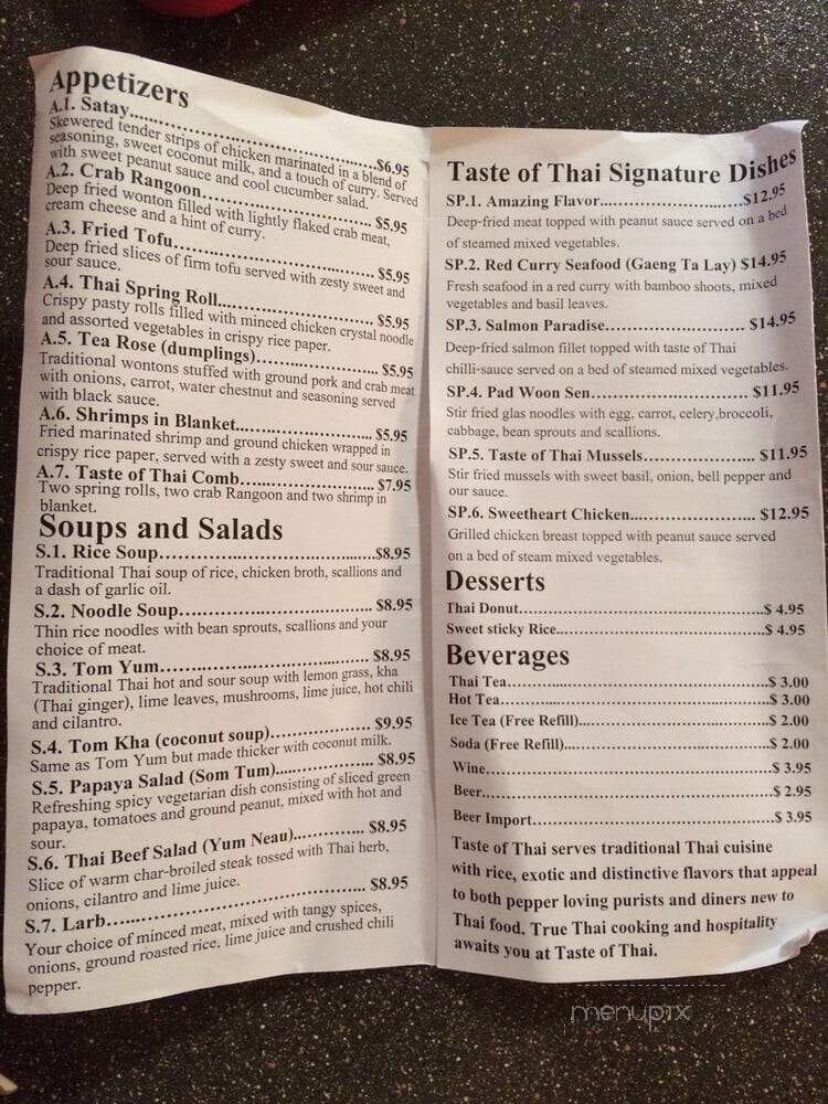 Taste of Thai 2 - Navarre, FL menu_pic