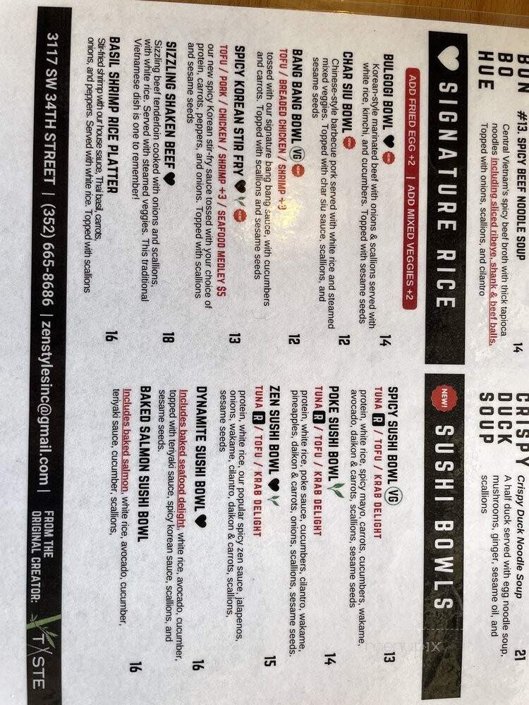 Taste Pho and Noodle House - Gainesville, FL menu_pic
