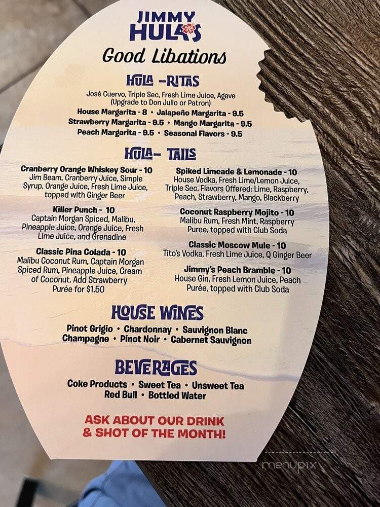 Jimmy Hula's - Lake Mary, FL menu_pic