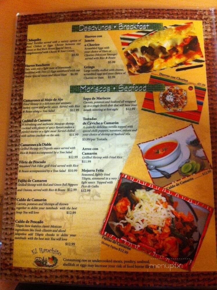 El Ranchito Mexican Restaurant - Orlando, FL menu_pic