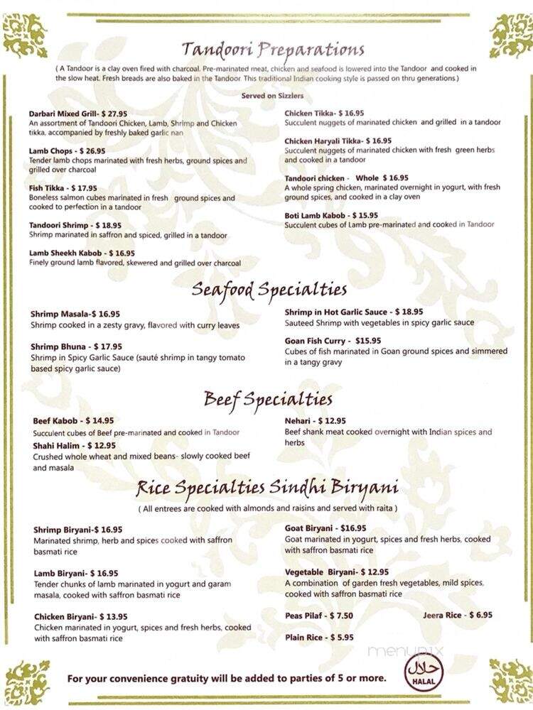 Darbar - Orlando, FL menu_pic