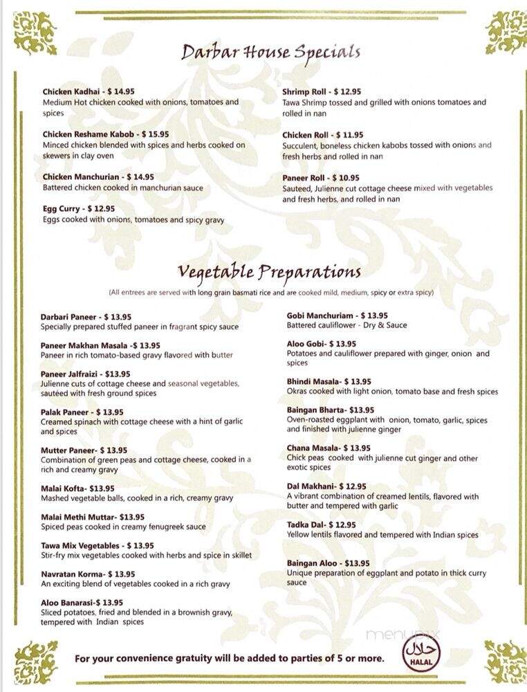 Darbar - Orlando, FL menu_pic