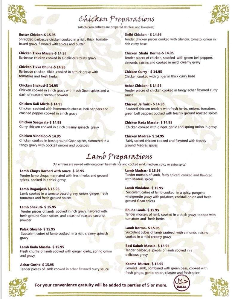 Darbar - Orlando, FL menu_pic