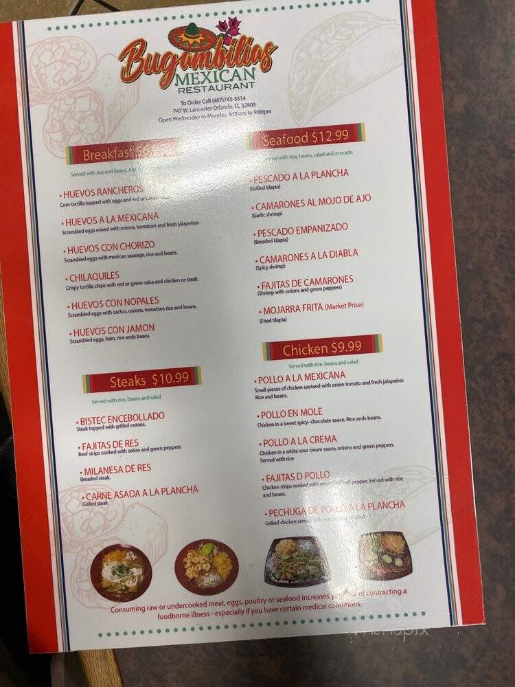 Bugambilias - Orlando, FL menu_pic