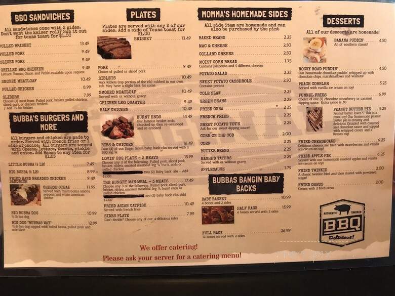 Bubba's Backyard BBQ - Melbourne, FL menu_pic