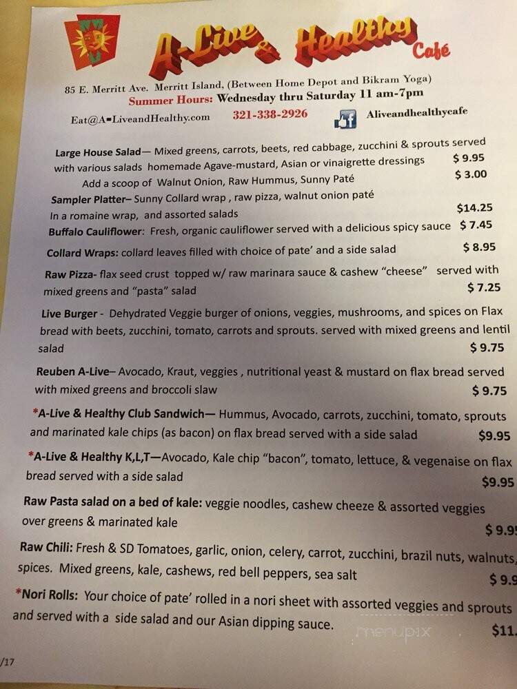 A-Live & Healthy Cafe - Merritt Island, FL menu_pic