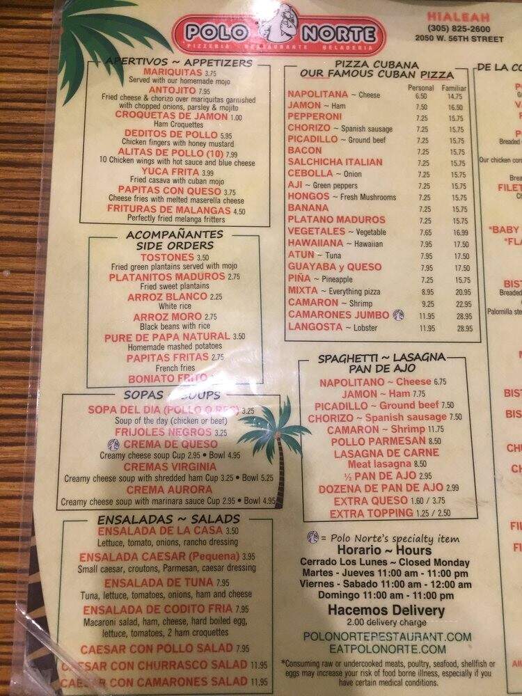 Polo Norte - Miami, FL menu_pic
