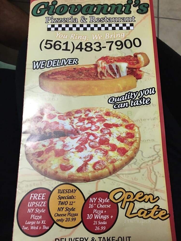 Giovanni's Pizzeria and Restaurant - Boca Raton, FL menu_pic