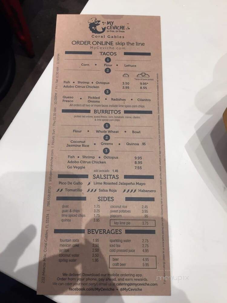 My Ceviche - Coral Gables, FL menu_pic