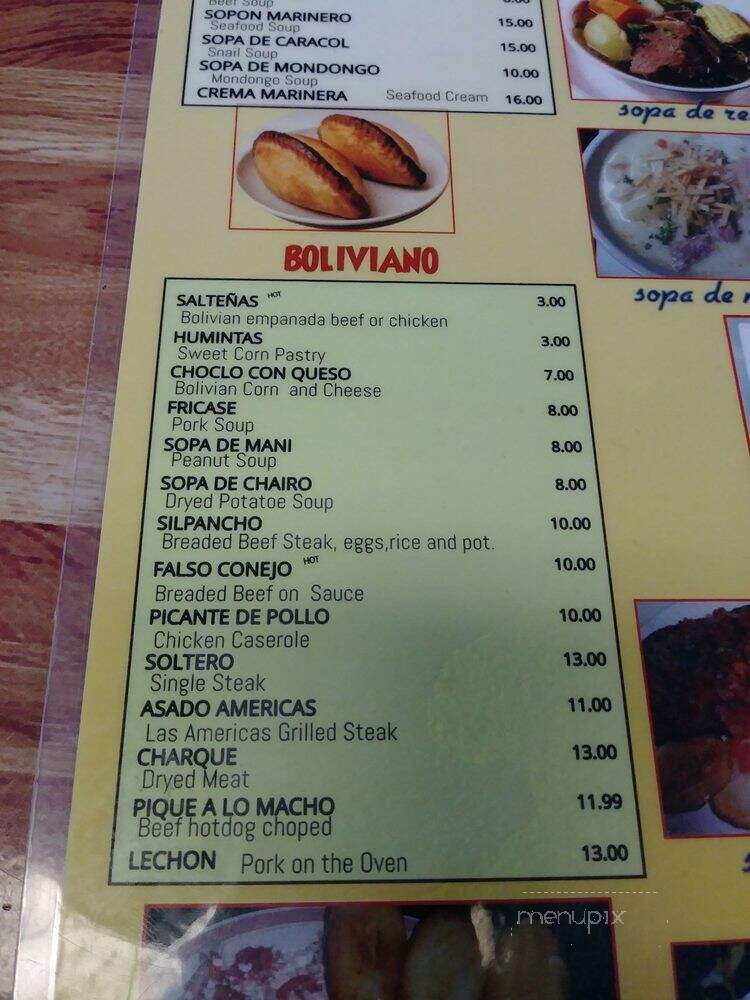 Restaurante Boliviano Las Americas - Miami, FL menu_pic
