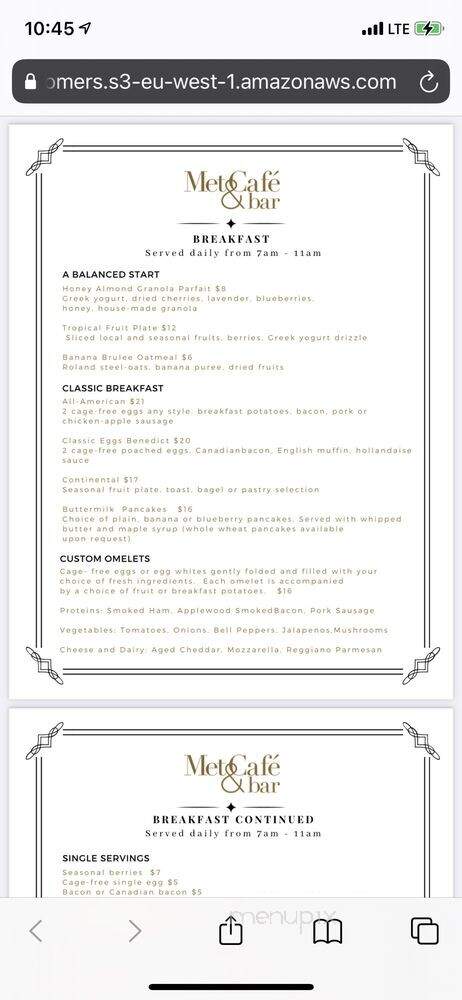 Met Cafe and Bar - Miami, FL menu_pic