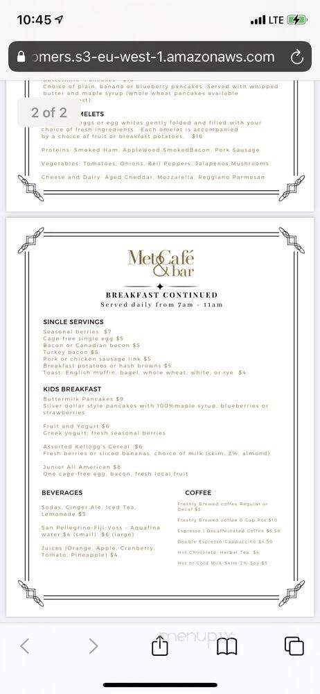 Met Cafe and Bar - Miami, FL menu_pic