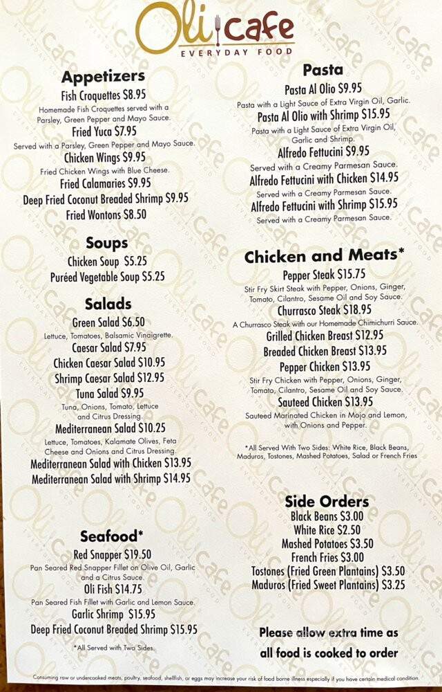 Oli Cafe - Miami Beach, FL menu_pic