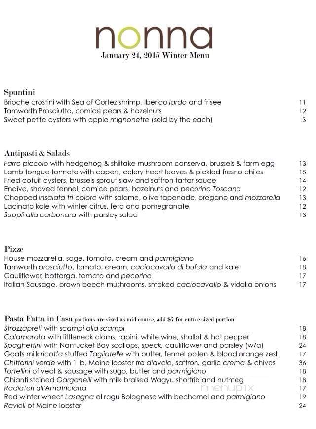 Nonna Bistro Pizzeria - Miami, FL menu_pic