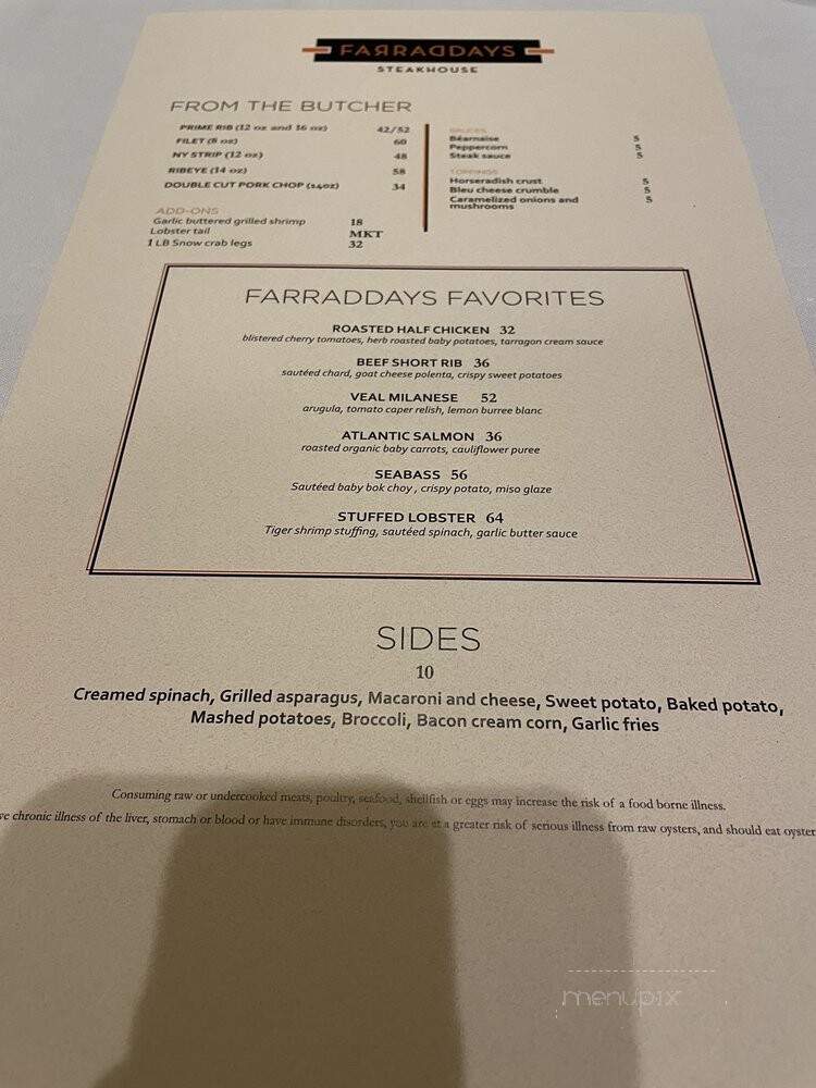 Farradays Steakhouse - Pompano Beach, FL menu_pic