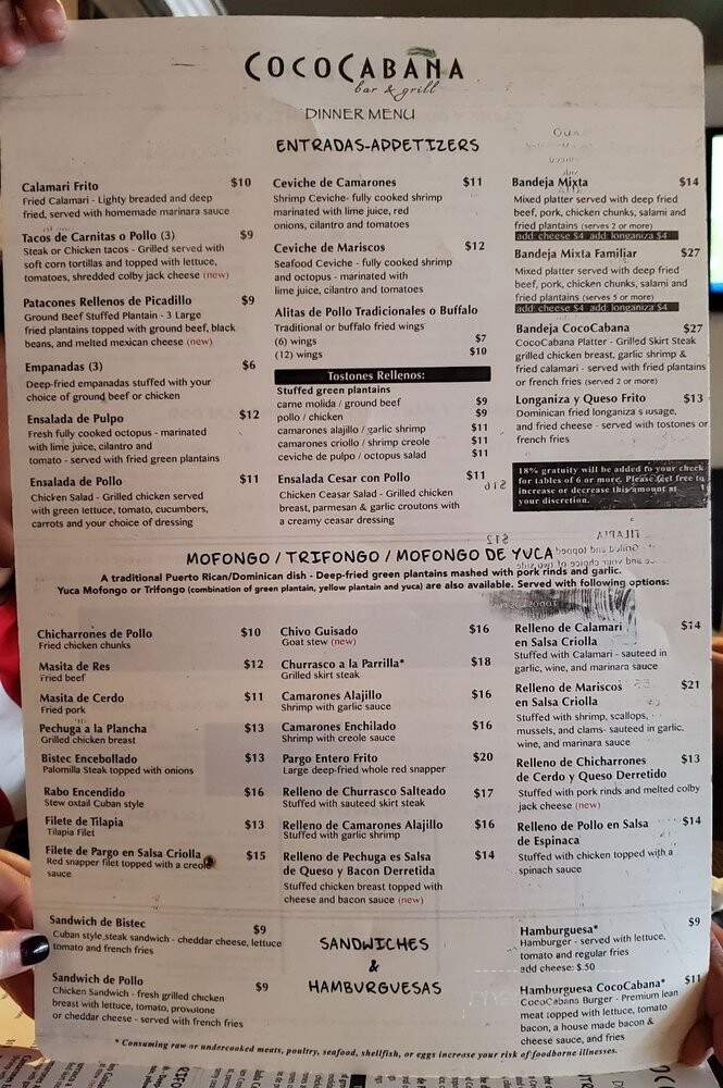 CocoCabana Bar & Grill - Greenacres, FL menu_pic