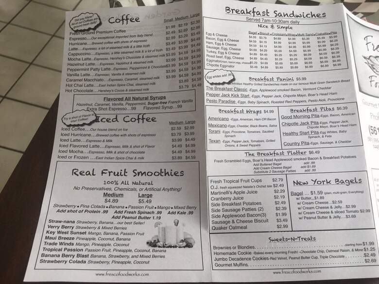 Fresco Foodworks - Boca Raton, FL menu_pic