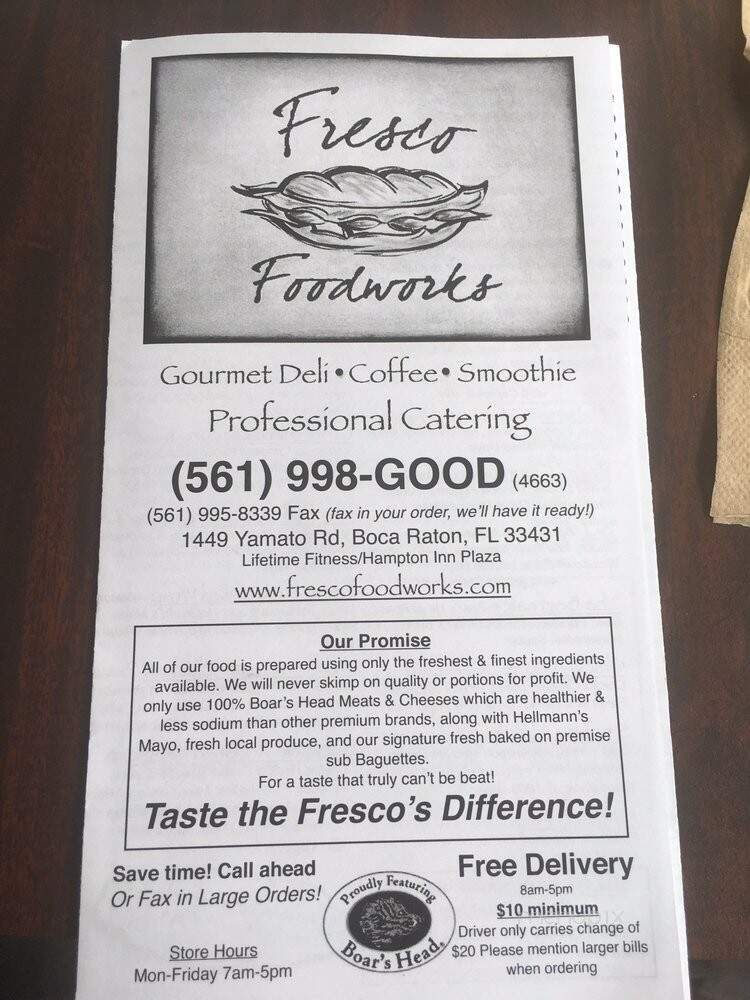 Fresco Foodworks - Boca Raton, FL menu_pic