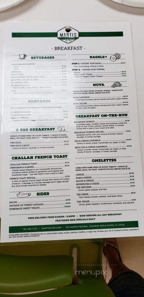 Marti's Deli and Cafe - Boca Raton, FL menu_pic