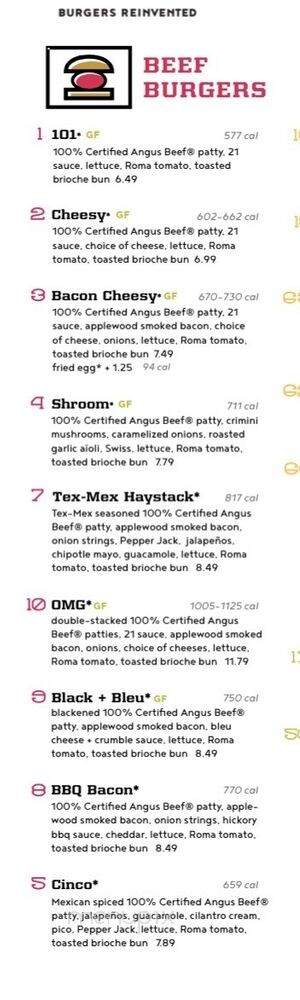 Burger 21 - Tampa, FL menu_pic