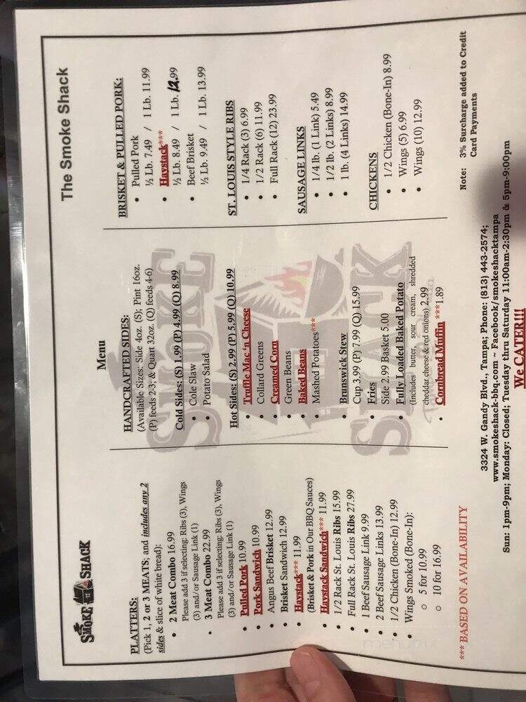 The Smoke Shack - Tampa, FL menu_pic