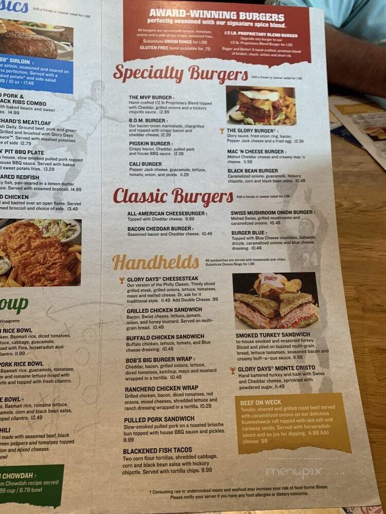 Glory Days Grill - Palm Harbor, FL menu_pic