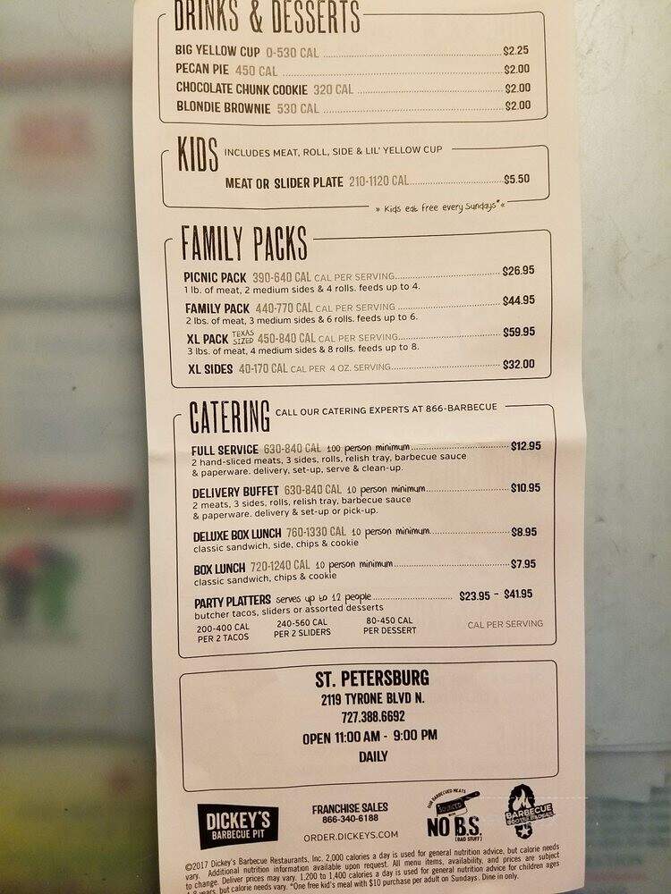 Dickey's Barbecue Pit - St. Petersburg, FL menu_pic