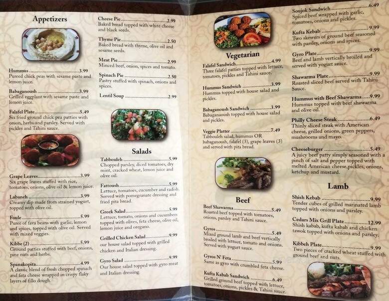 Cedars Grill - Saint Petersburg, FL menu_pic
