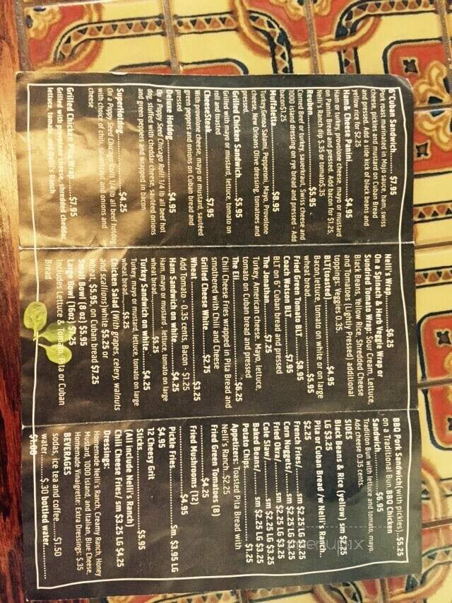 Nelli's - Ashland, AL menu_pic