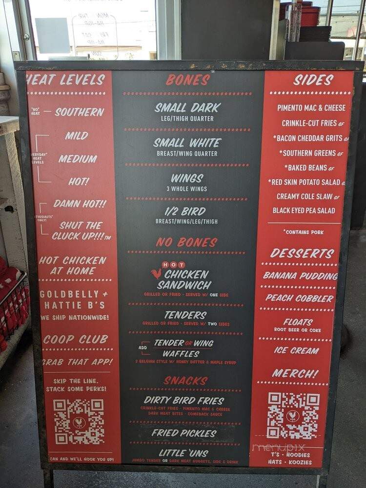 Hattie B's Hot Chicken - Nashville, TN menu_pic