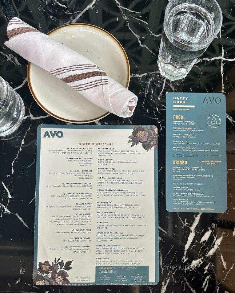 Avo - Nashville, TN menu_pic