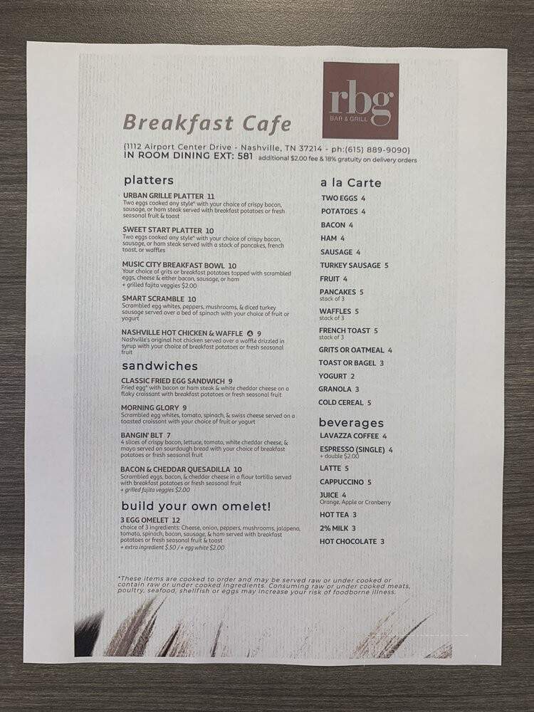 1112 Urban Grille - Nashville, TN menu_pic