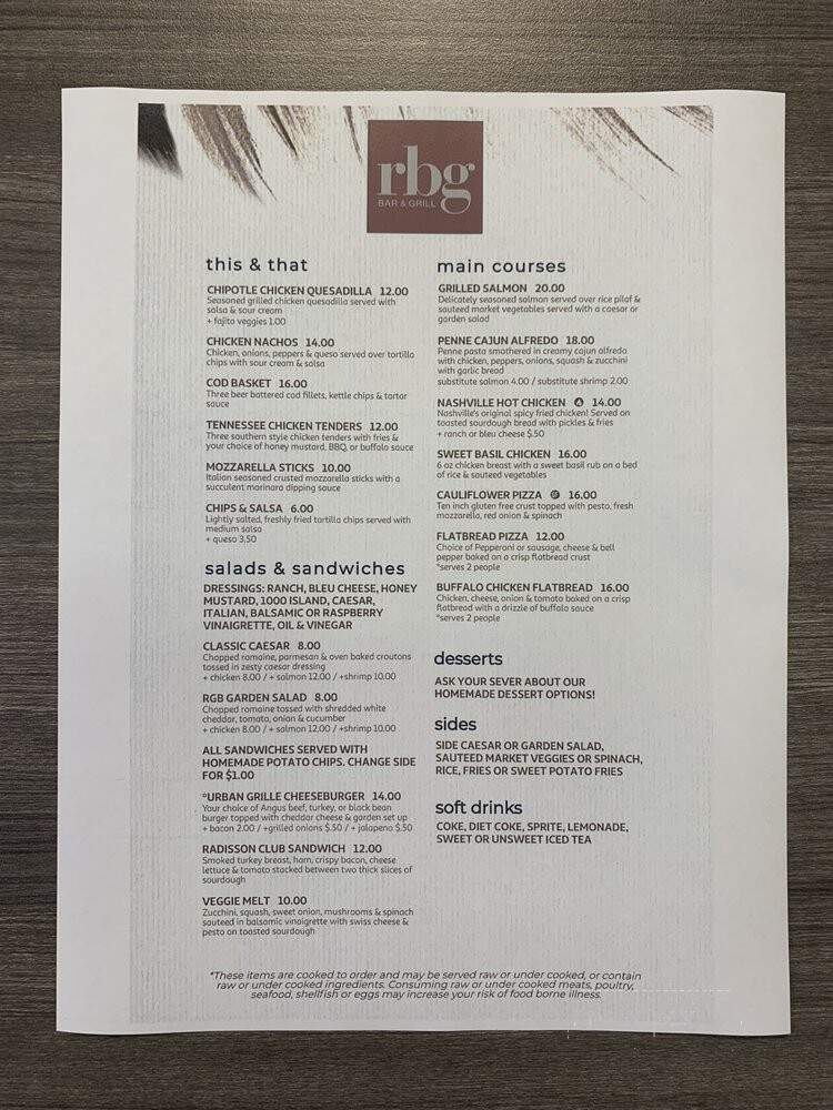 1112 Urban Grille - Nashville, TN menu_pic