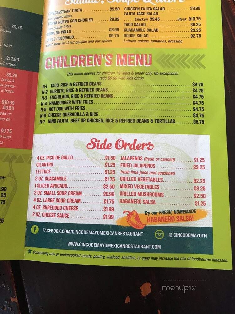 Cinco de Mayo - Murfreesboro, TN menu_pic
