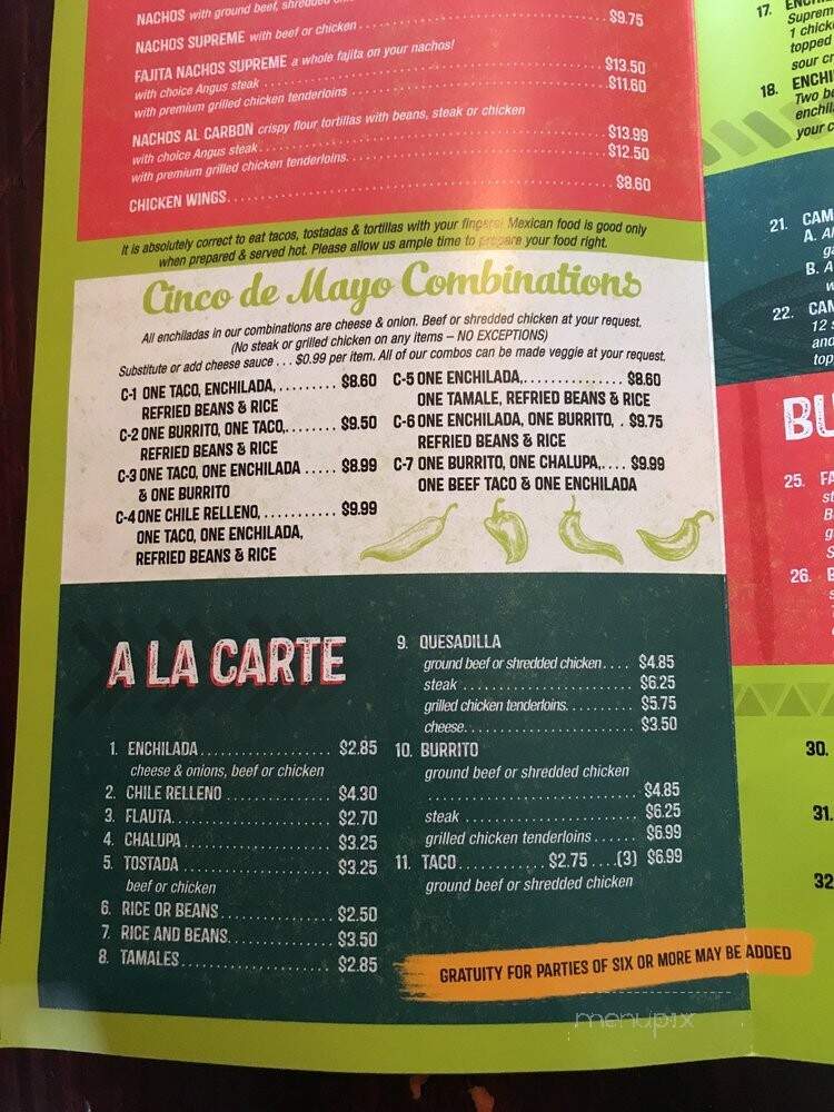 Cinco de Mayo - Murfreesboro, TN menu_pic