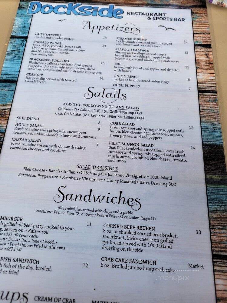 Dockside Resturant & Sports Bar - Tracys Landing, MD menu_pic