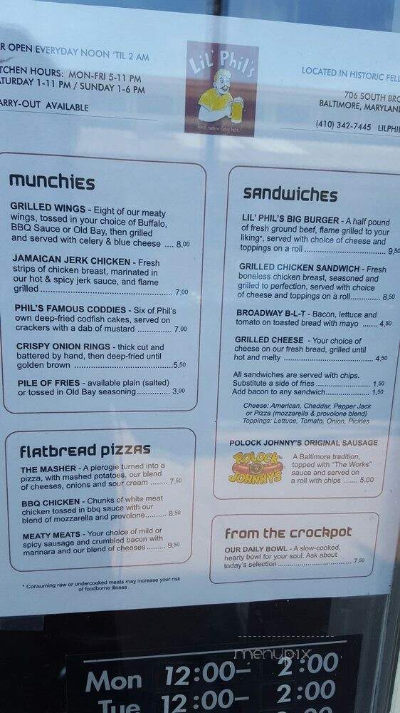 Lil' Phil's Tavern - Baltimore, MD menu_pic