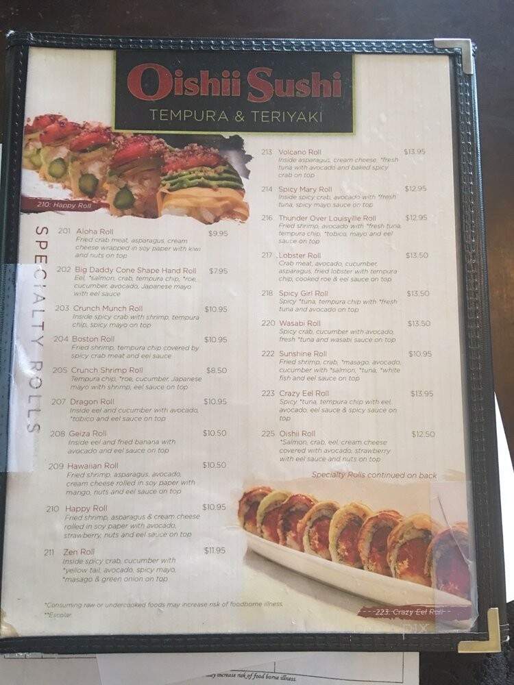 Oishii Sushi - Louisville, KY menu_pic
