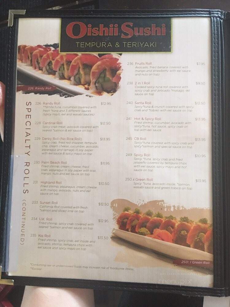 Oishii Sushi - Louisville, KY menu_pic
