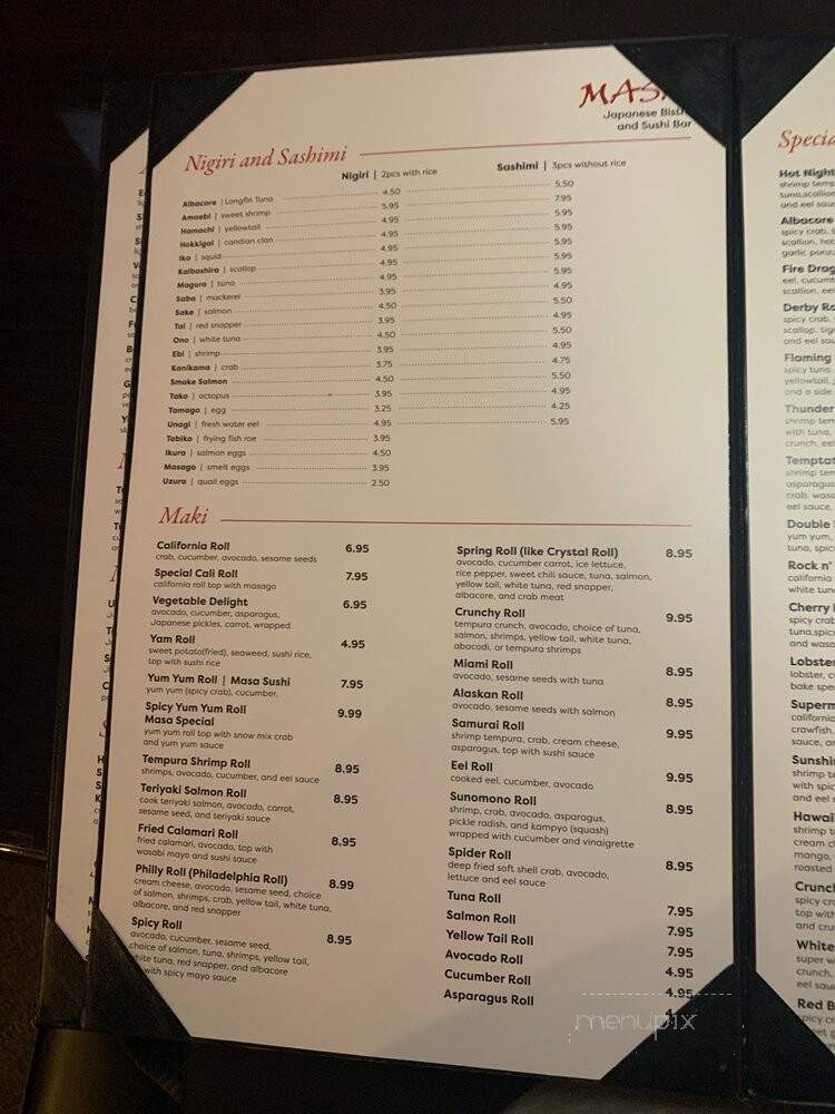 Masa Japanese Bistro & Sushi Bar - Louisville, KY menu_pic
