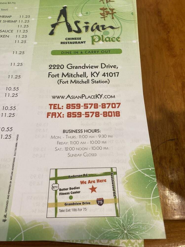 Asian Place - Fort Mitchell, KY menu_pic