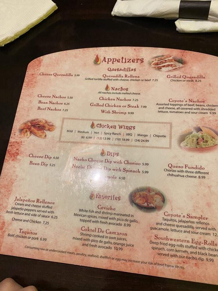 Coyote's Mexican Grill - Chagrin Falls, OH menu_pic