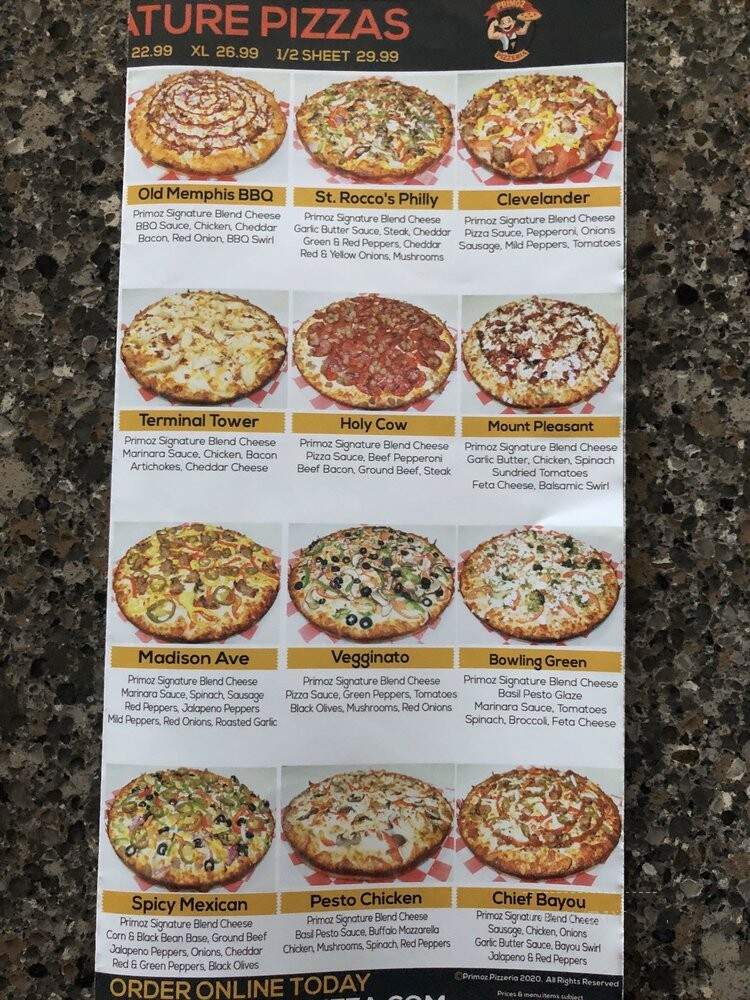 Papa Primoz - Cleveland, OH menu_pic
