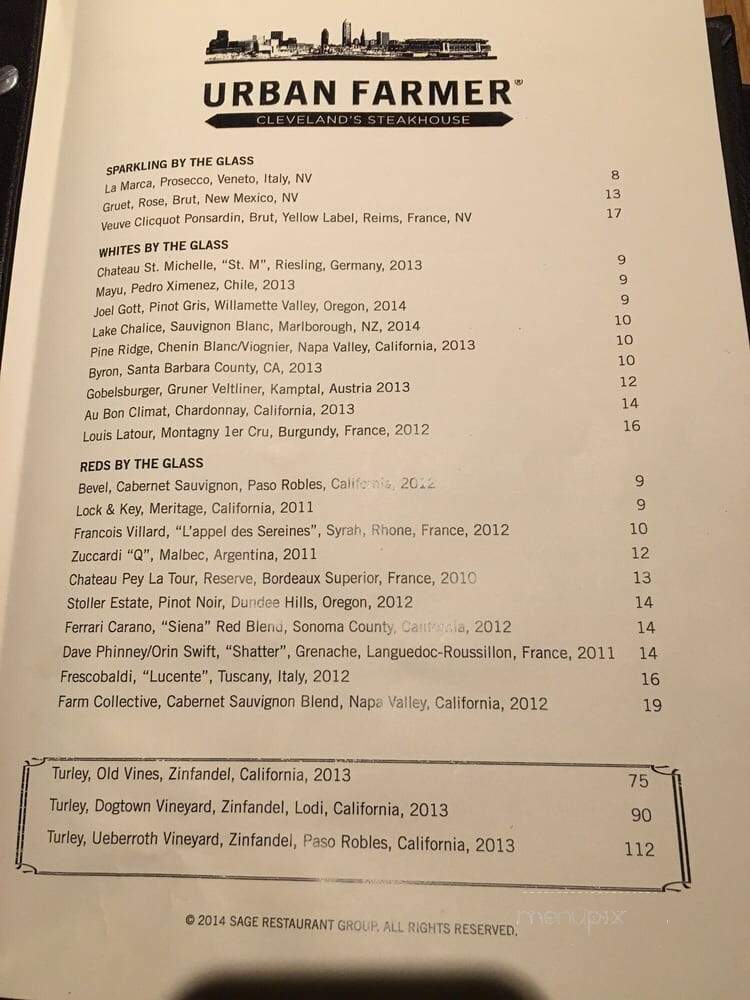 Urban Farmer - Cleveland, OH menu_pic