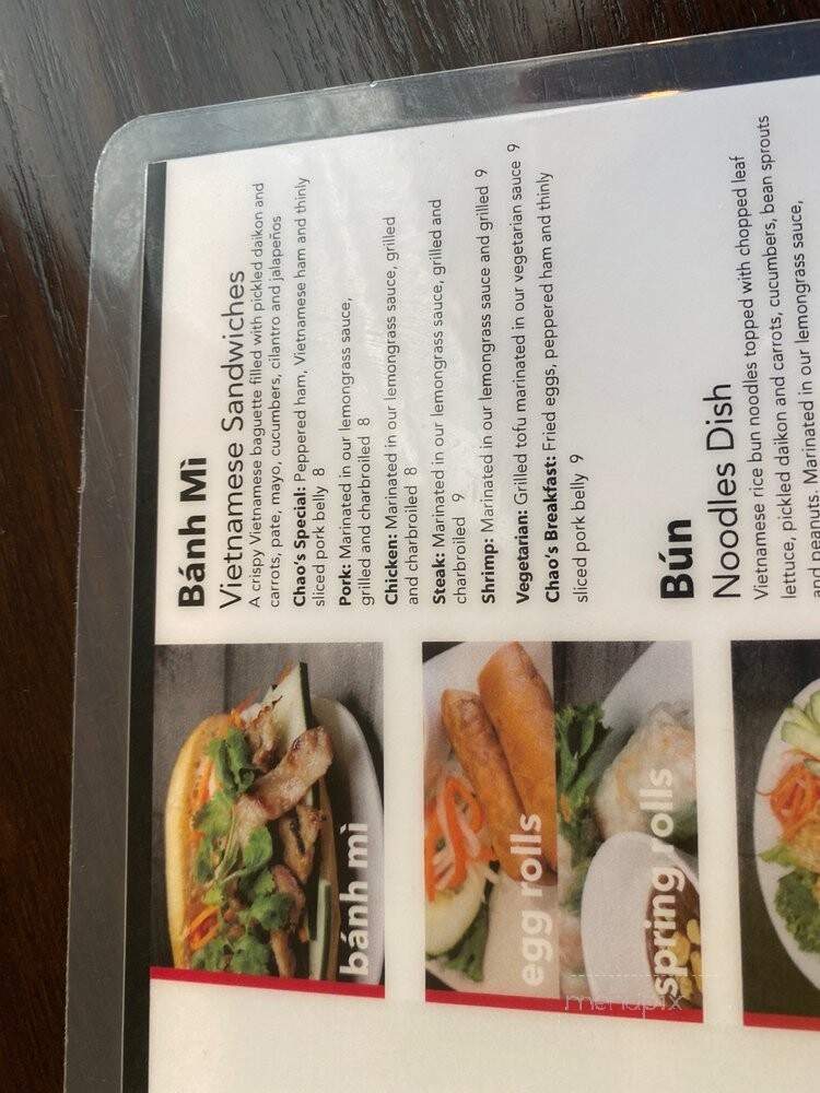Chao Vietnamese Street Food - Fishers, IN menu_pic