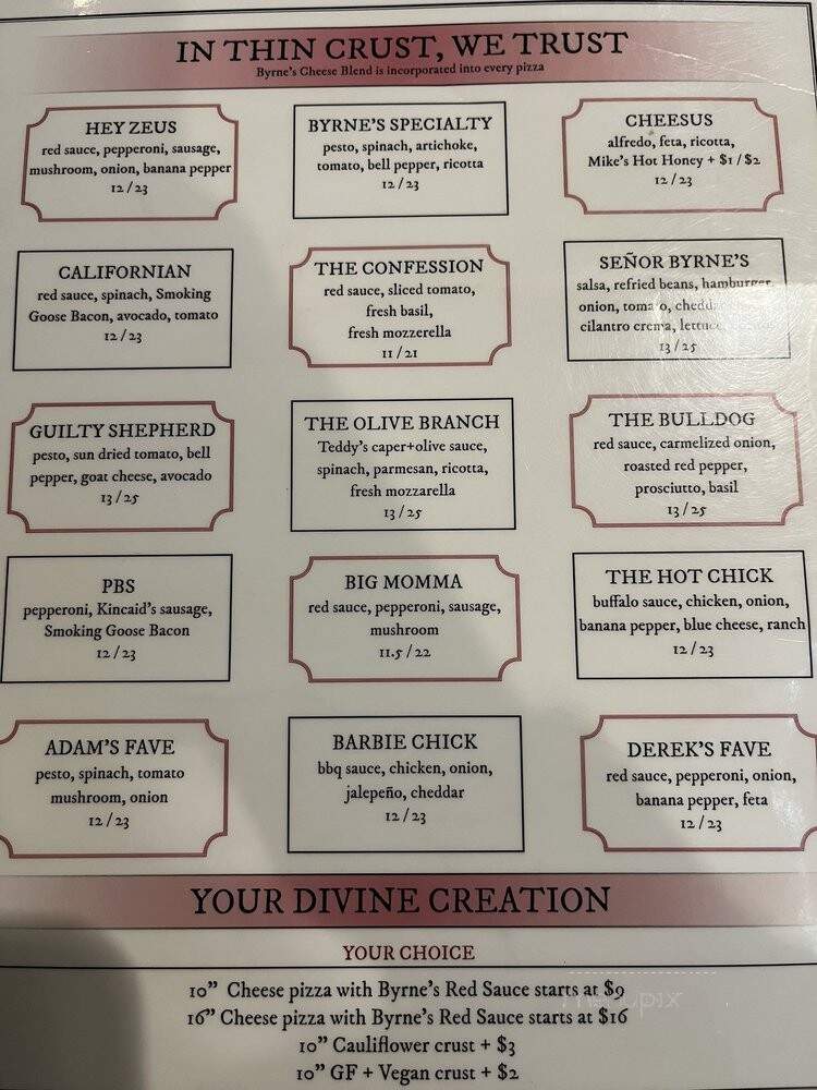 Byrne's Grilled Pizza - Indianapolis, IN menu_pic