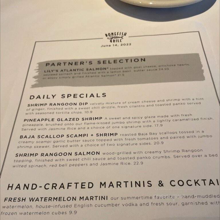 Bonefish Grill - Greenwood, IN menu_pic